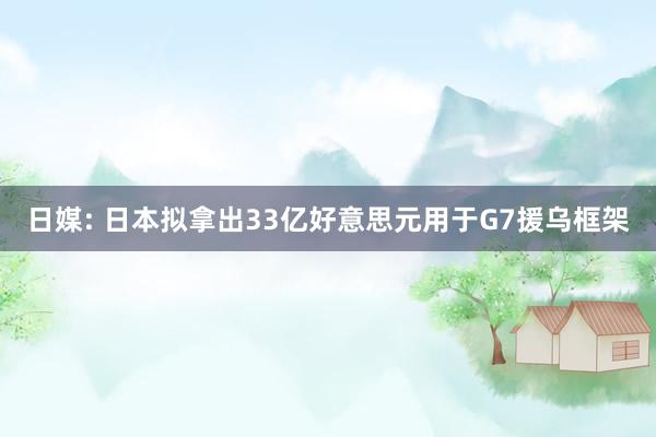 日媒: 日本拟拿出33亿好意思元用于G7援乌框架