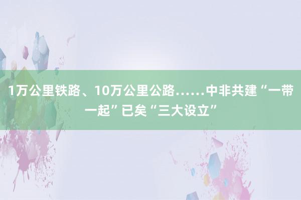 1万公里铁路、10万公里公路……中非共建“一带一起”已矣“三大设立”