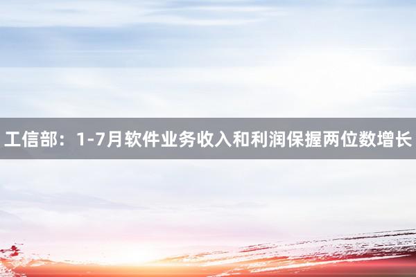 工信部：1-7月软件业务收入和利润保握两位数增长