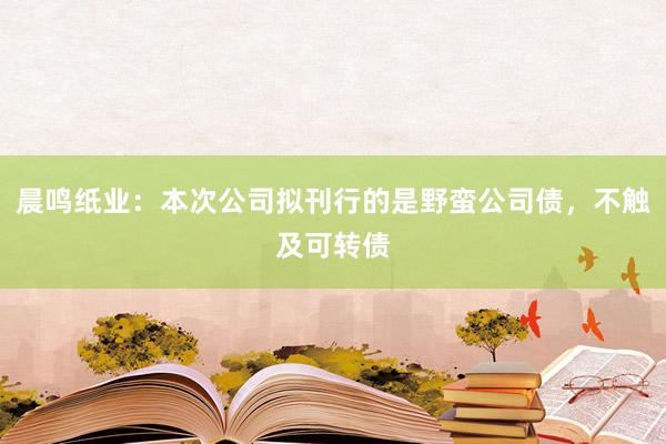 晨鸣纸业：本次公司拟刊行的是野蛮公司债，不触及可转债