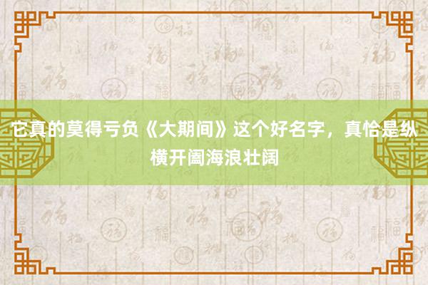 它真的莫得亏负《大期间》这个好名字，真恰是纵横开阖海浪壮阔